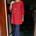 Poonam Red Kurta Bell Bottom Set