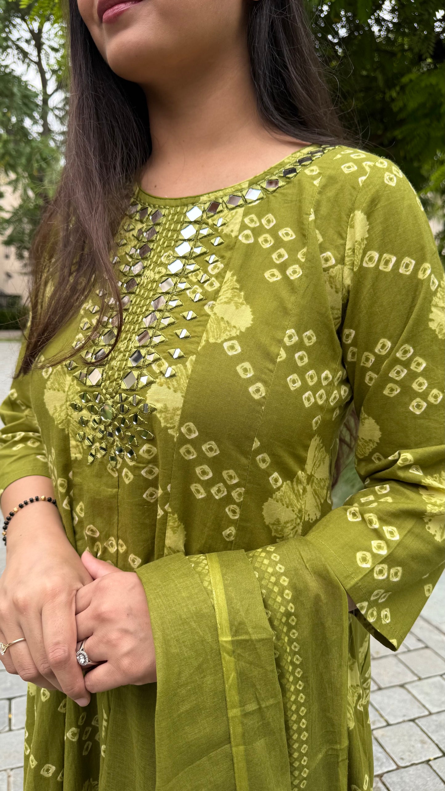 Kavya Green Shibori Anarkali Suit
