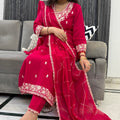 Latika Ruby Red Embroidered Suit