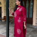 Ruby Floral Embroidered Suit Set