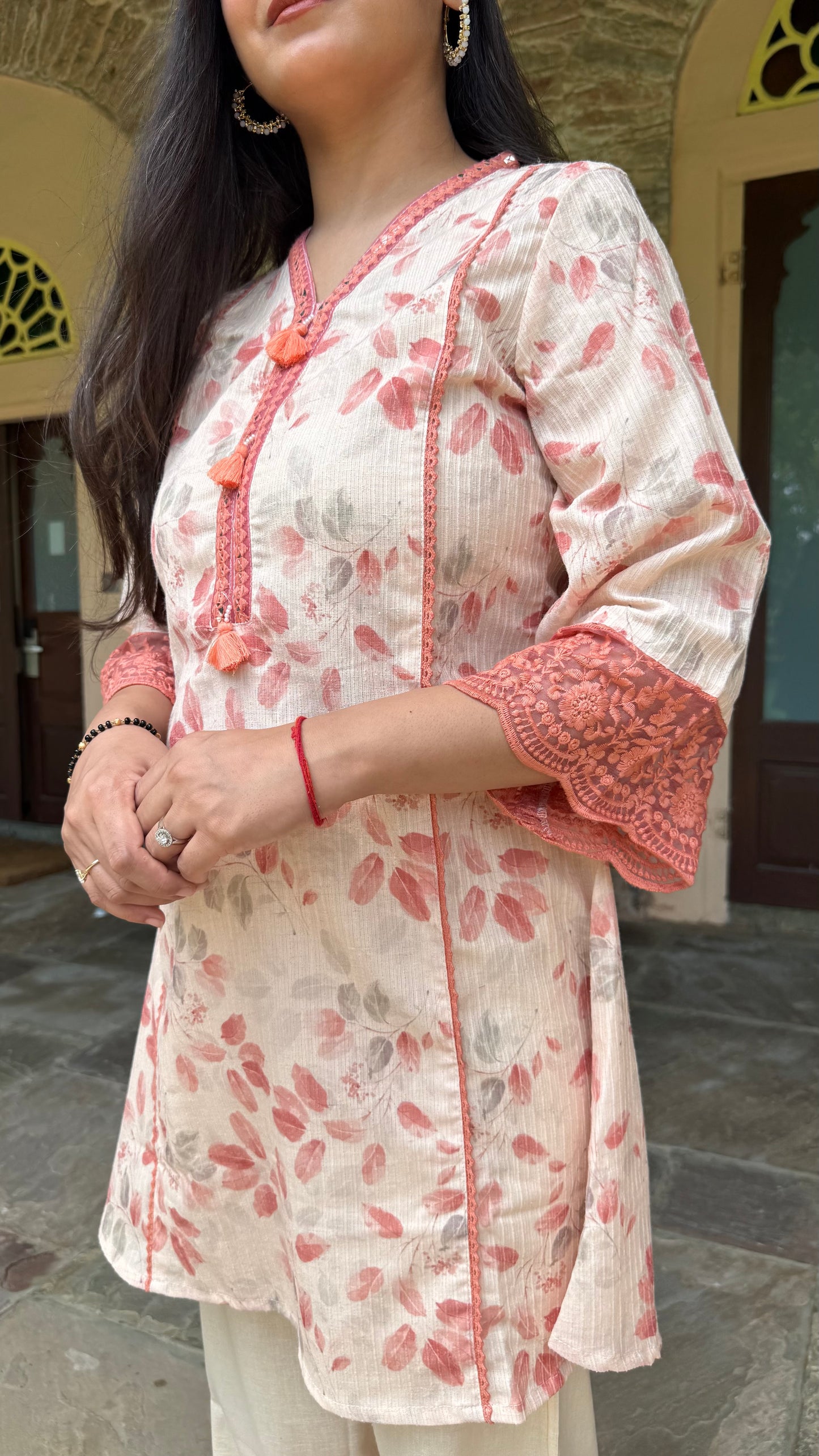 Roohani Peach Coral Coord Set
