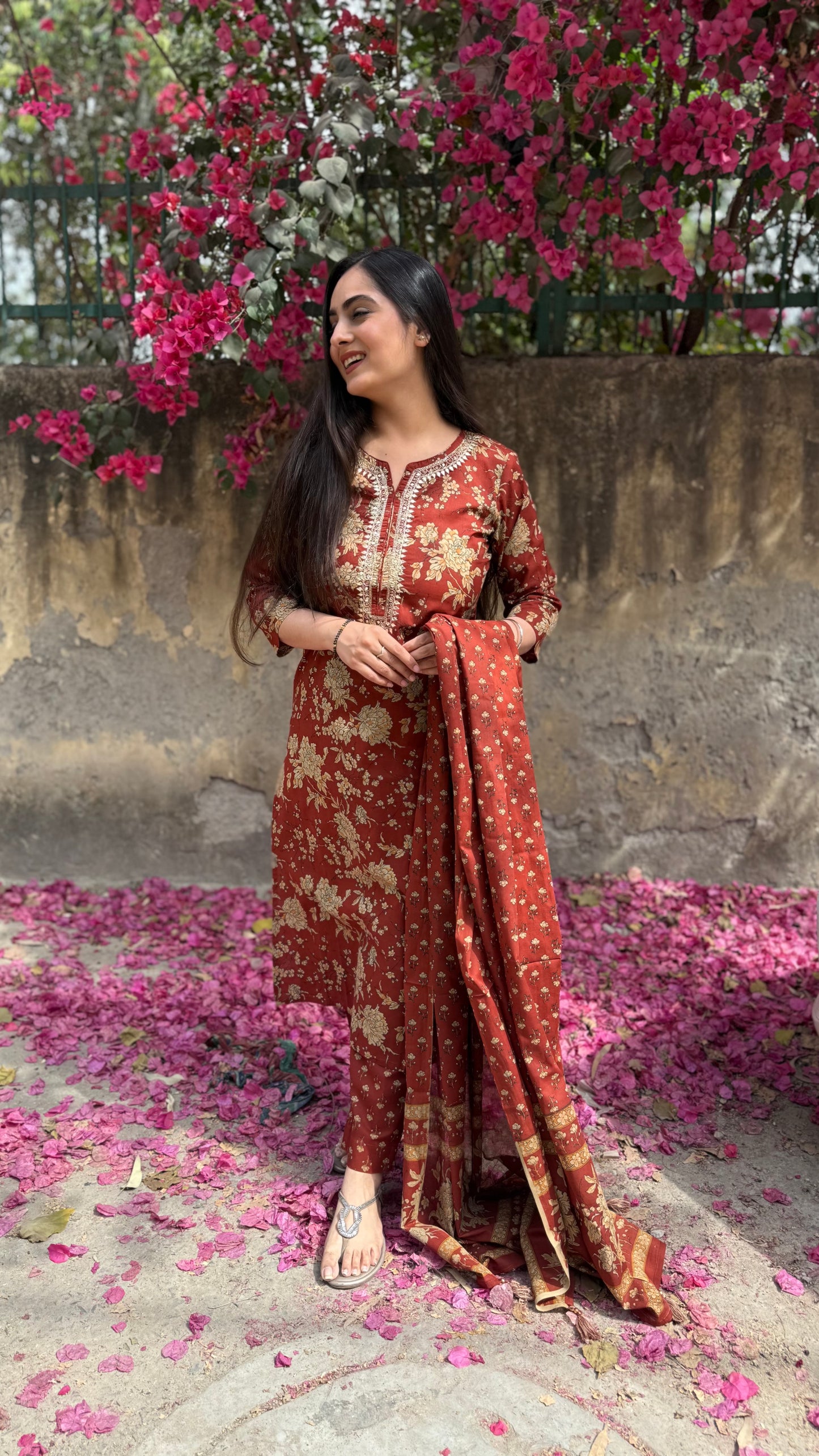 Anushka Rust Cotton Suit