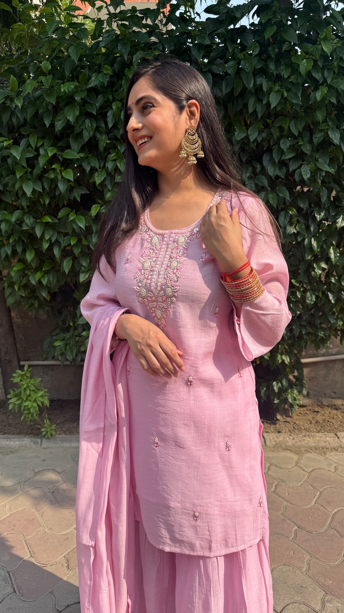 Avika Pink Embroidered Sharara Set