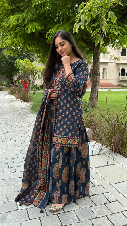 Maahi Navy Sharara Set