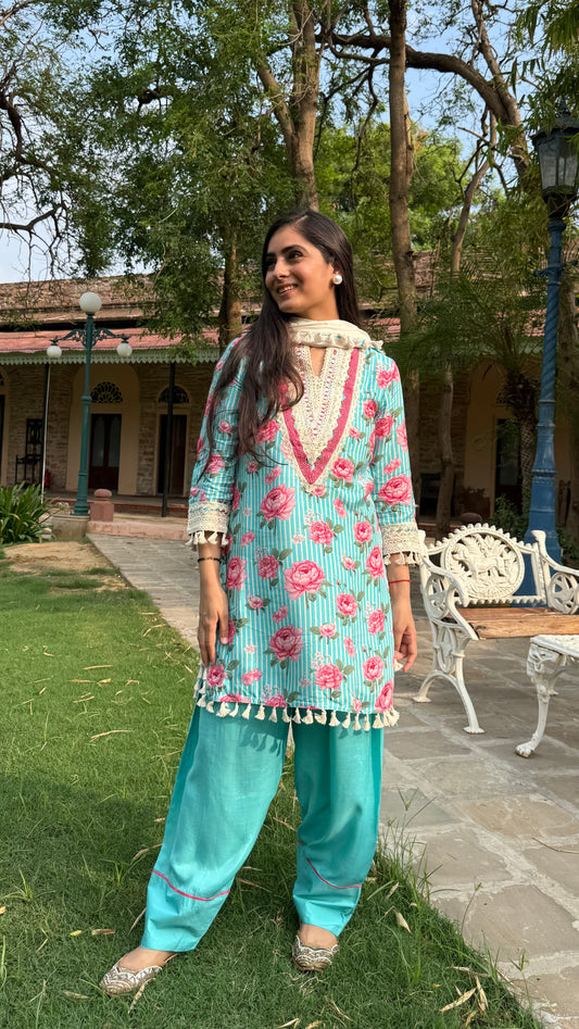 Blue Rose Lace Suit