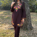 Ritu Wine Embroidered Coord Set