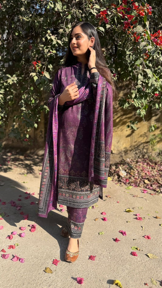 Aliya Purple Woollen Suit