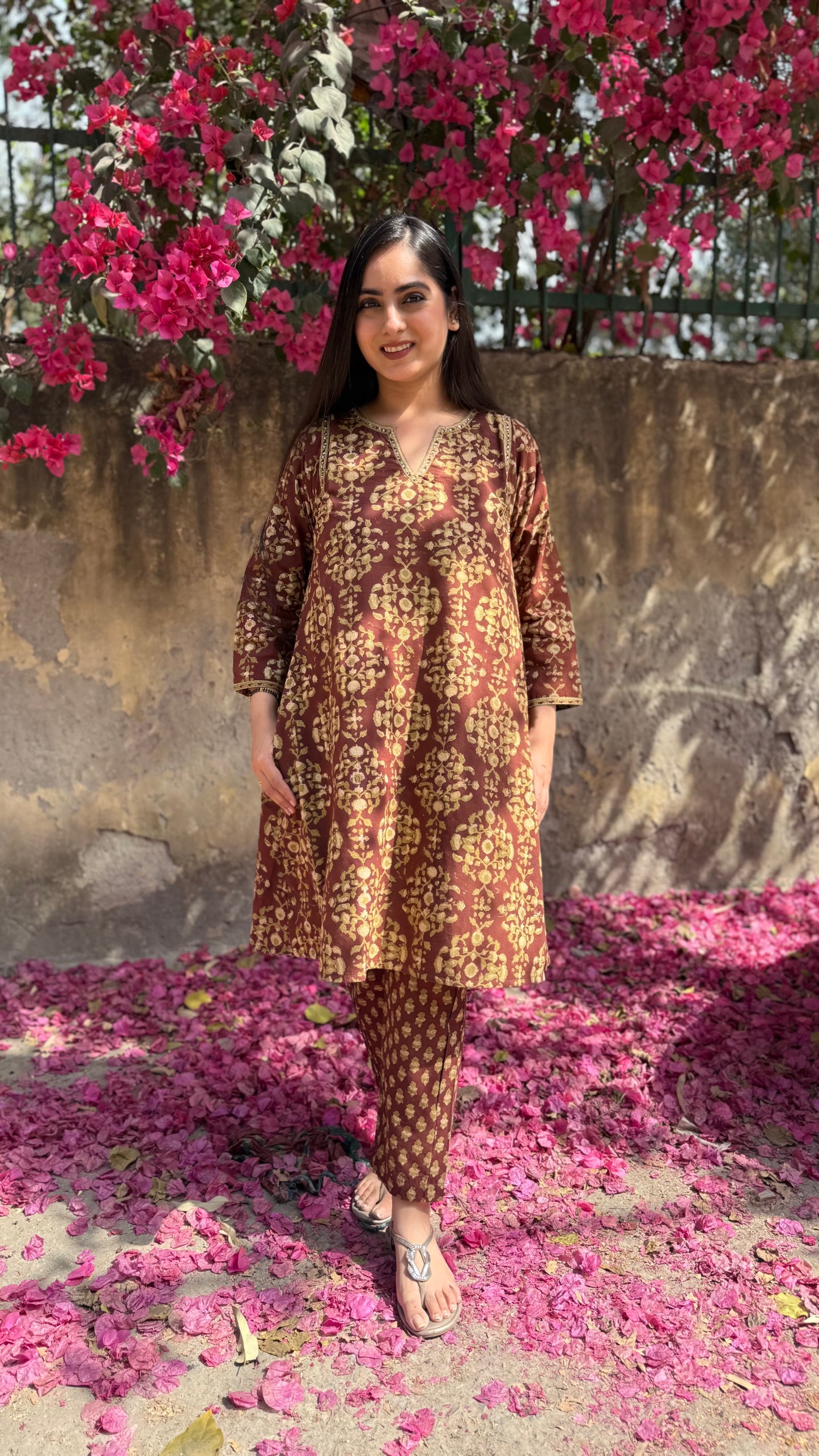 Sehar Brown Block Coord Set