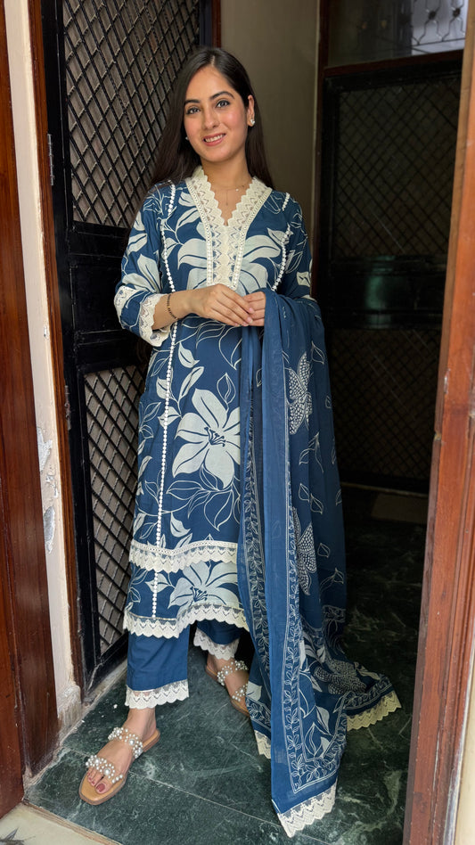 Nisha Blue Lace Suit
