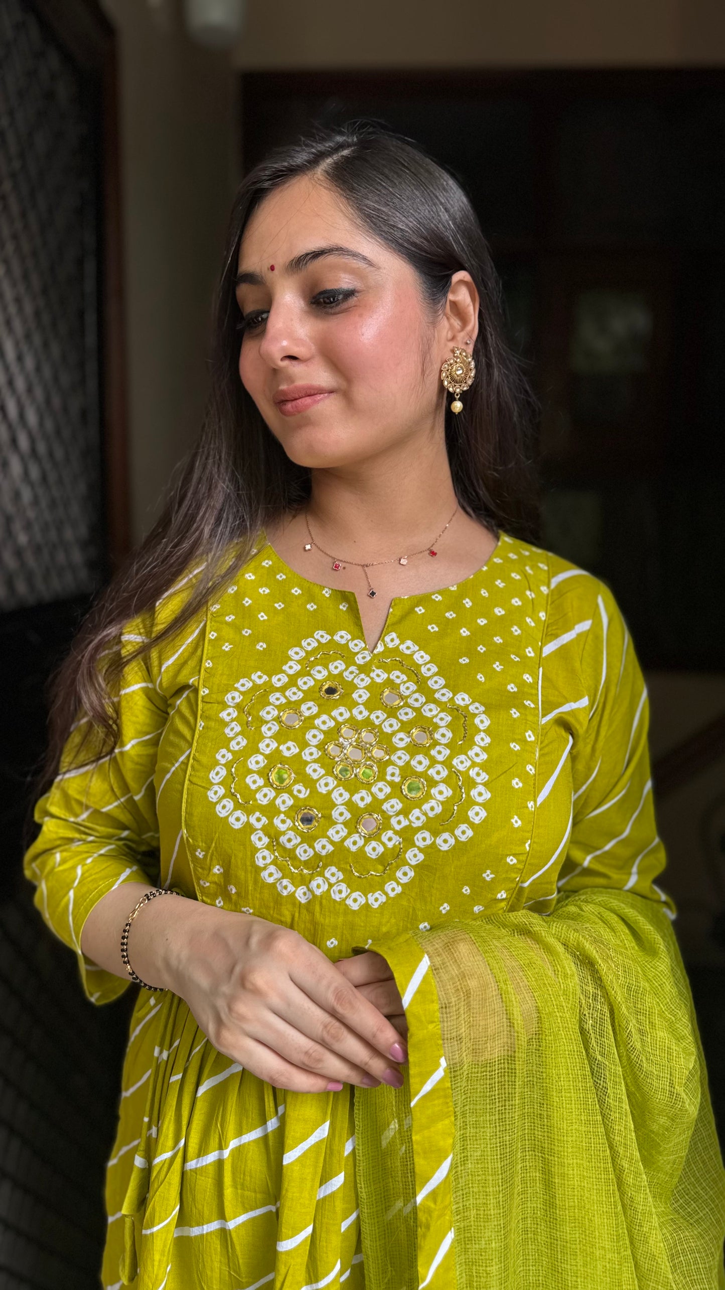 Richa Parrot Green Bandhej Suit