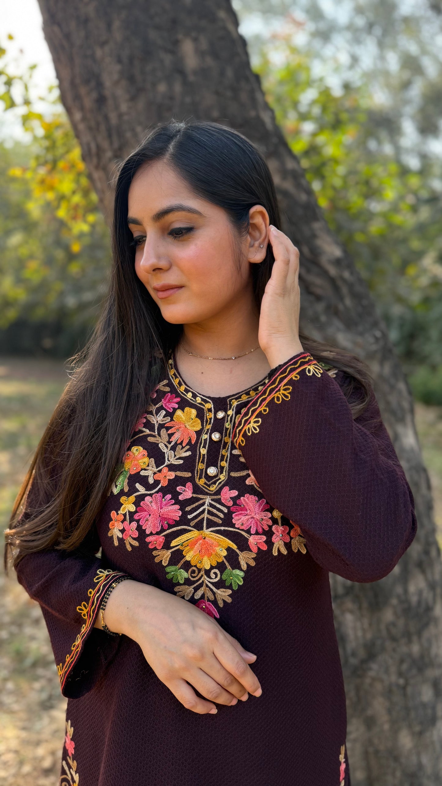 Ritu Wine Embroidered Coord Set