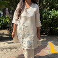 Mysha Off-White Floral Embroidered Coord Set