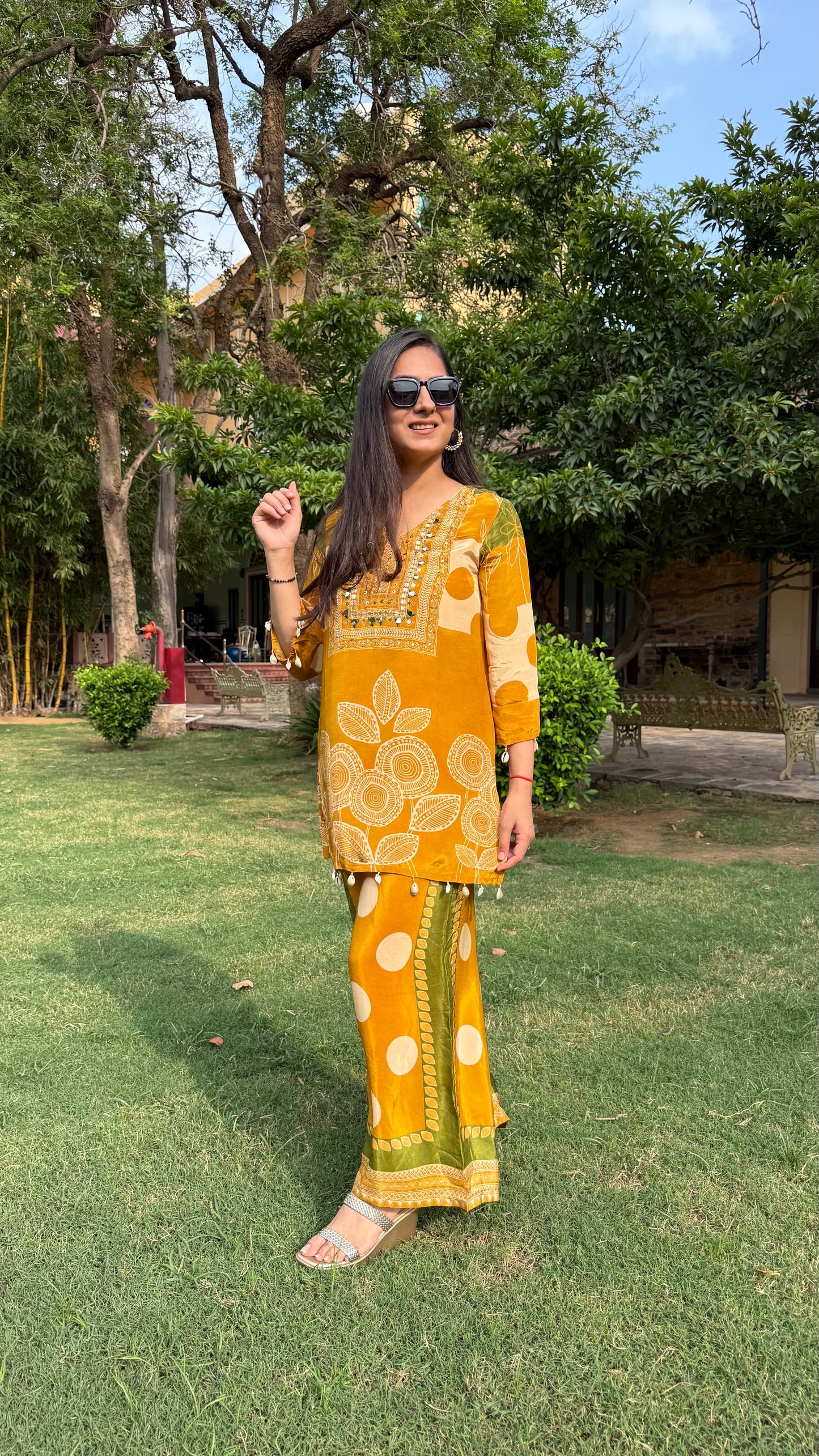 Mustard Crepe Co-ord Set