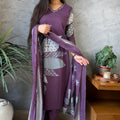 Archana Purple Grey Printed Suit