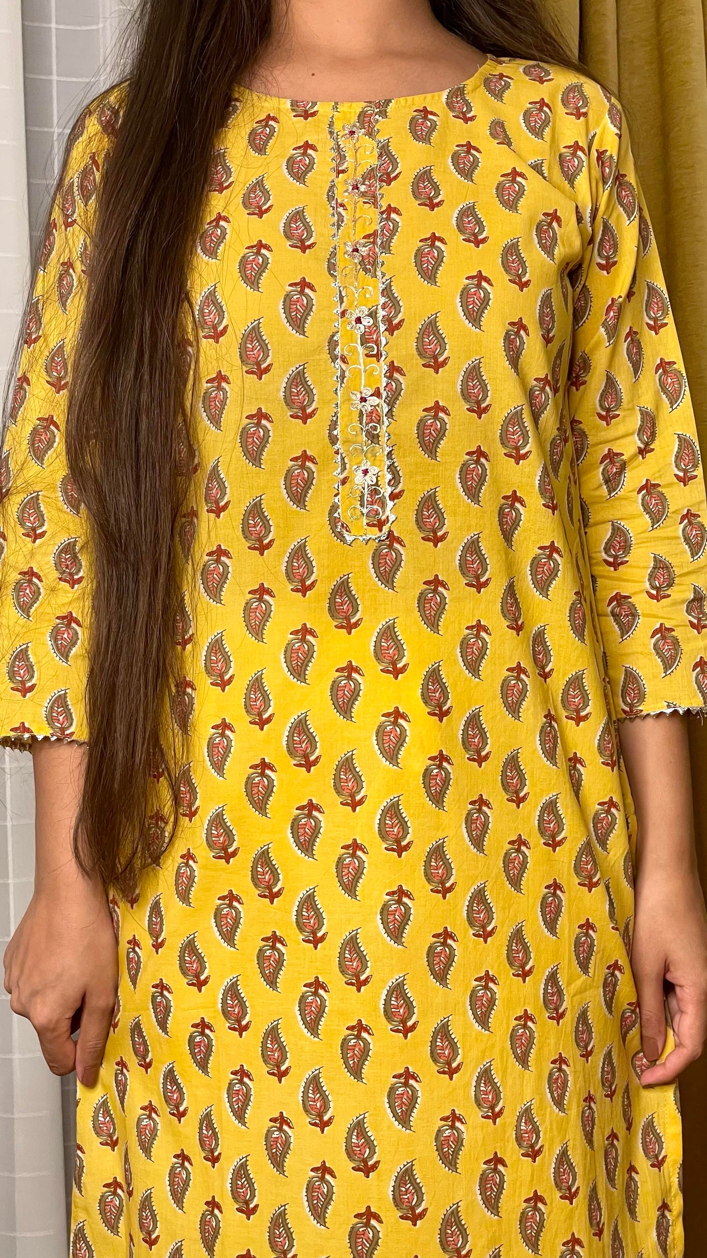 Yellow Embroidered Kurta