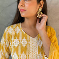 Yellow Georgette Embroidered Sharara Suit