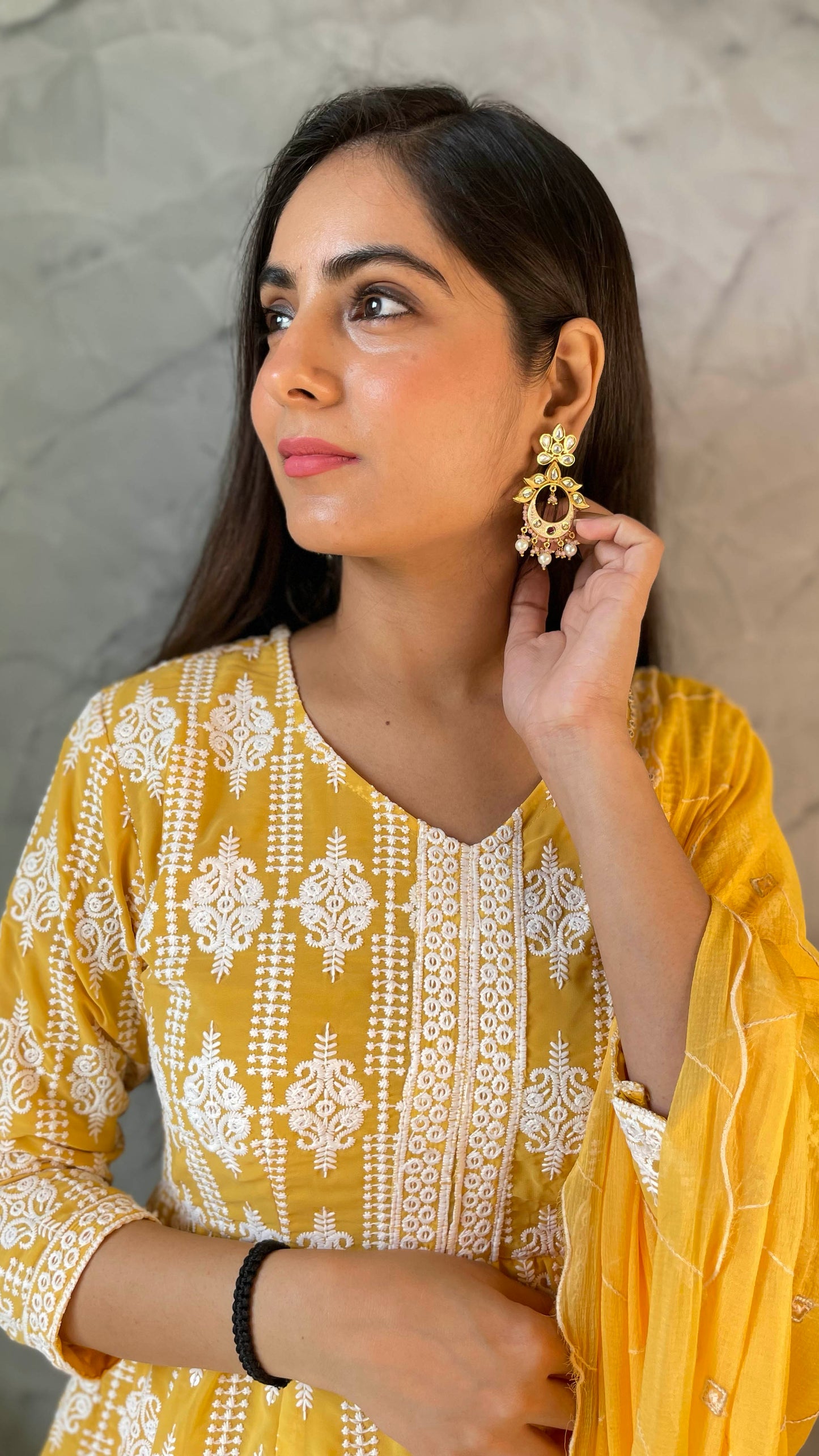 Yellow Georgette Embroidered Sharara Suit