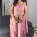 Sia Pink Embroidered Palazzo Set