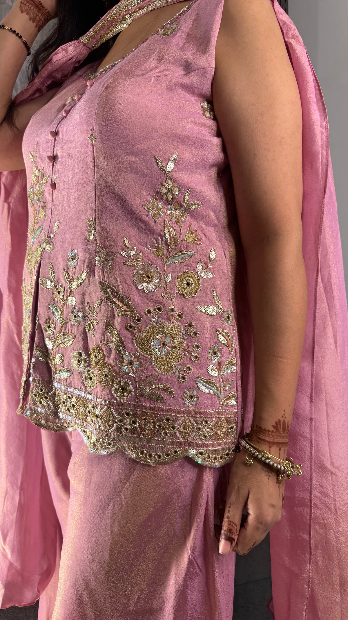 Sia Pink Embroidered Palazzo Set