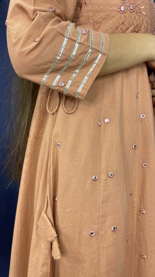 Nude Brown Anarkali Suit