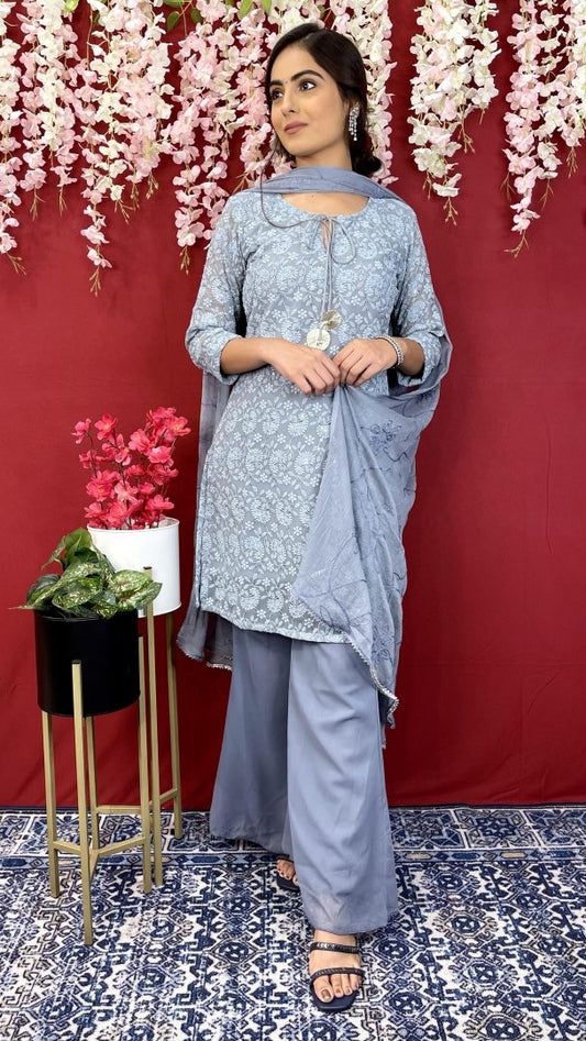 Grey Georgette Suit