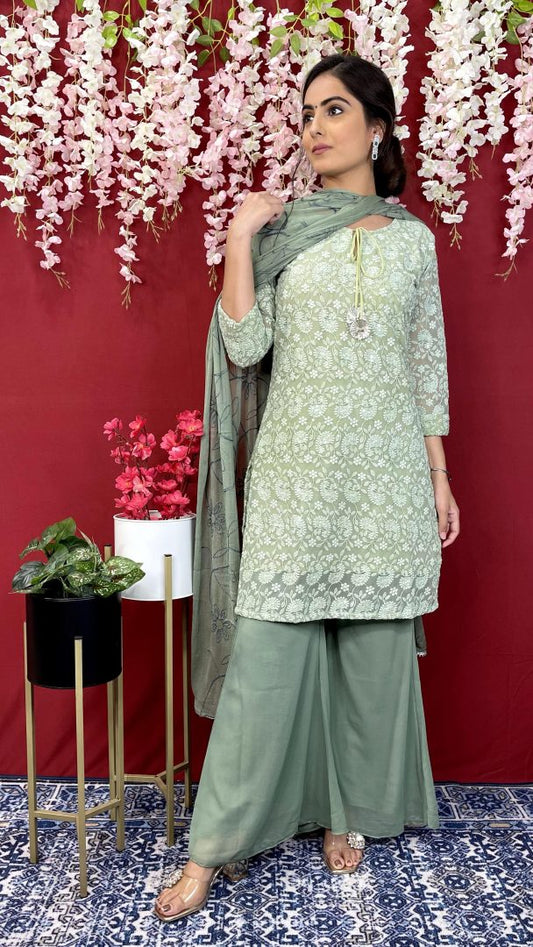 Green Georgette Suit