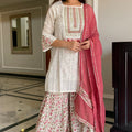 Cream Floral Sharara Suit