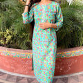 Cyan Embroidered Kurta