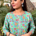 Cyan Embroidered Kurta