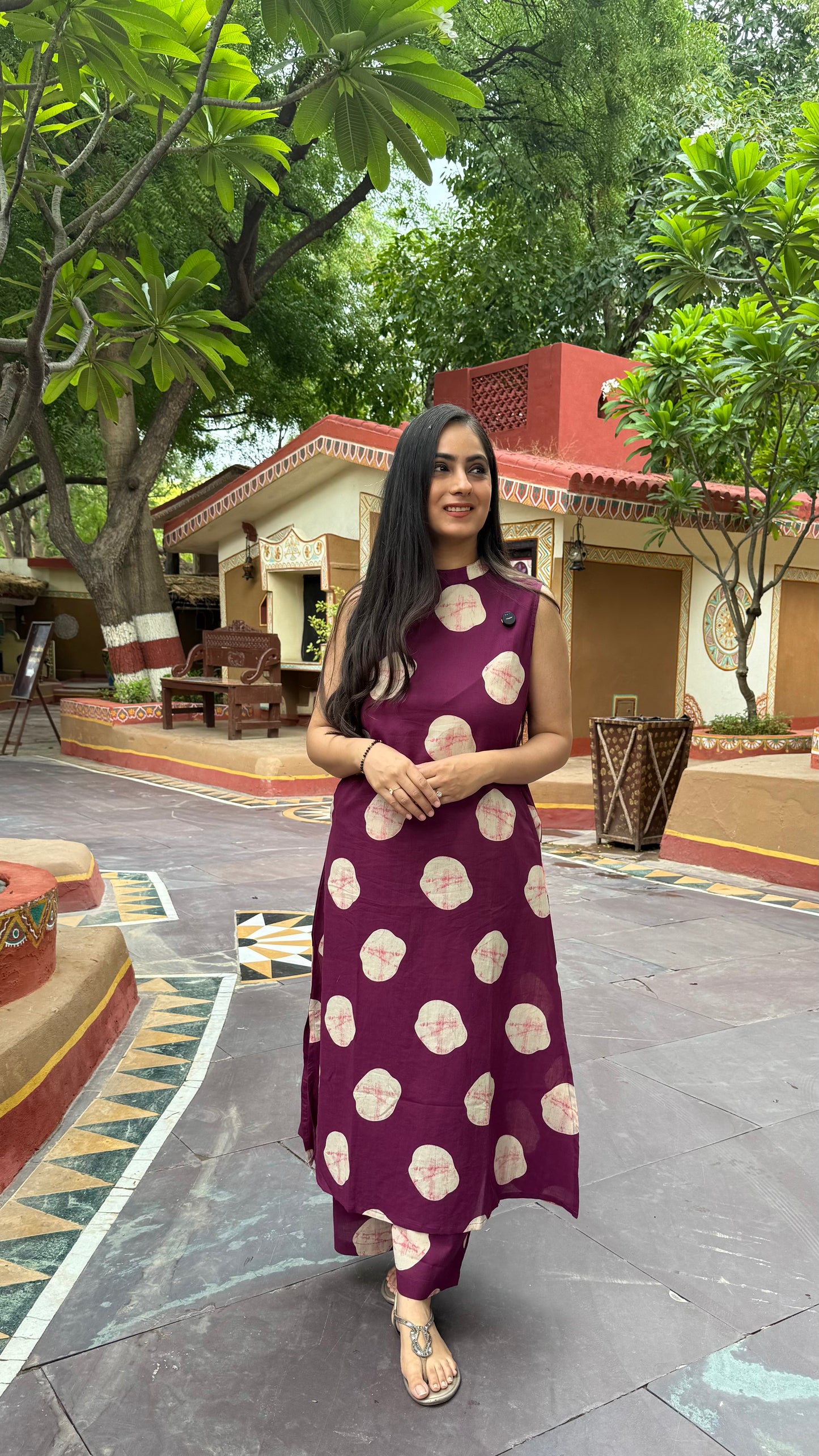 Pooja Wine A- Line Coord Set