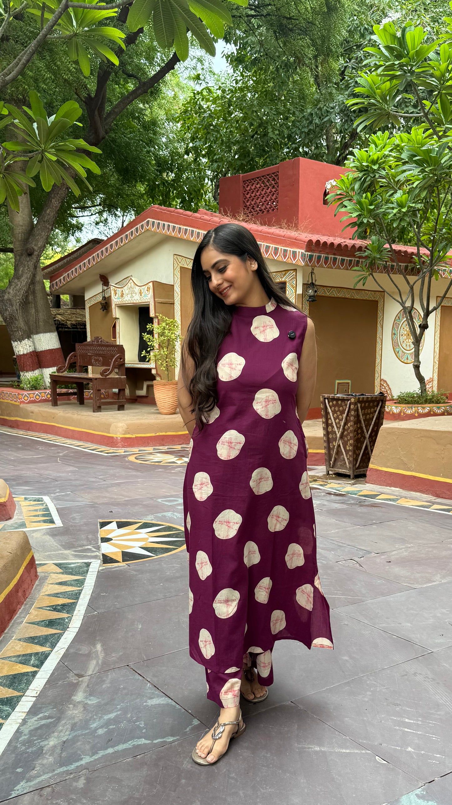 Pooja Wine A- Line Coord Set