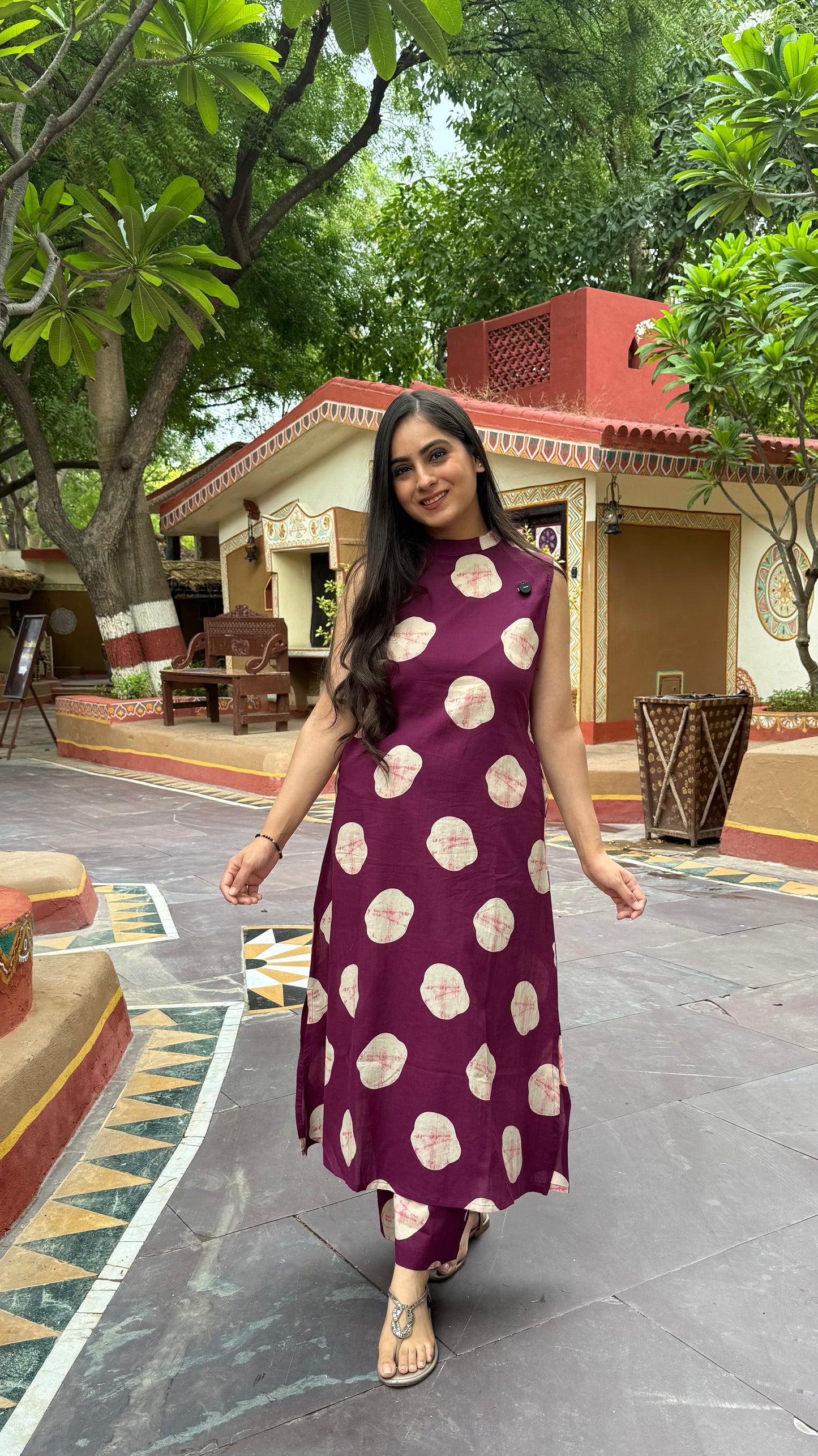 Pooja Wine A- Line Coord Set