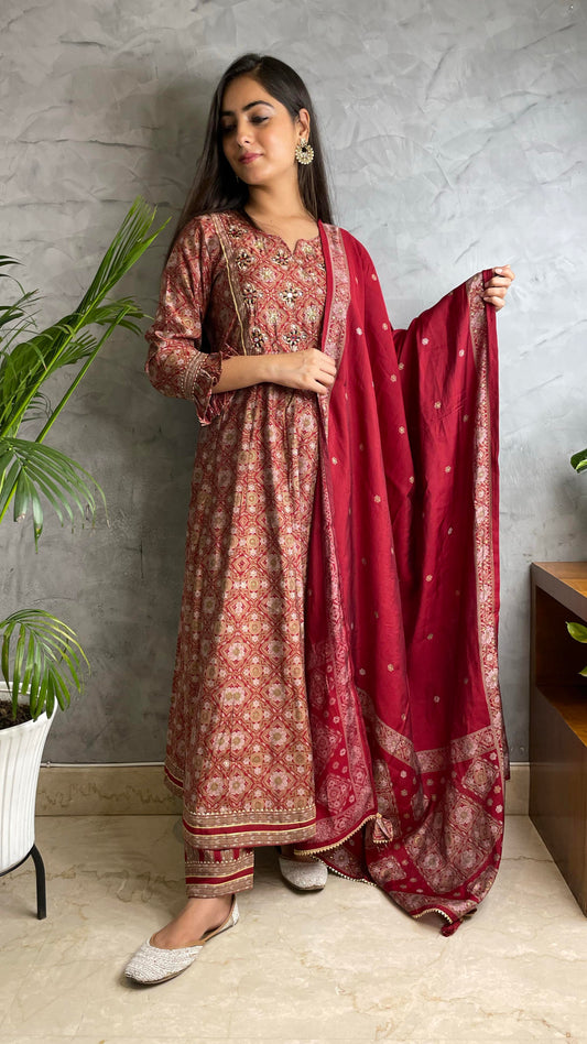 Stuti Red Anarkali Suit