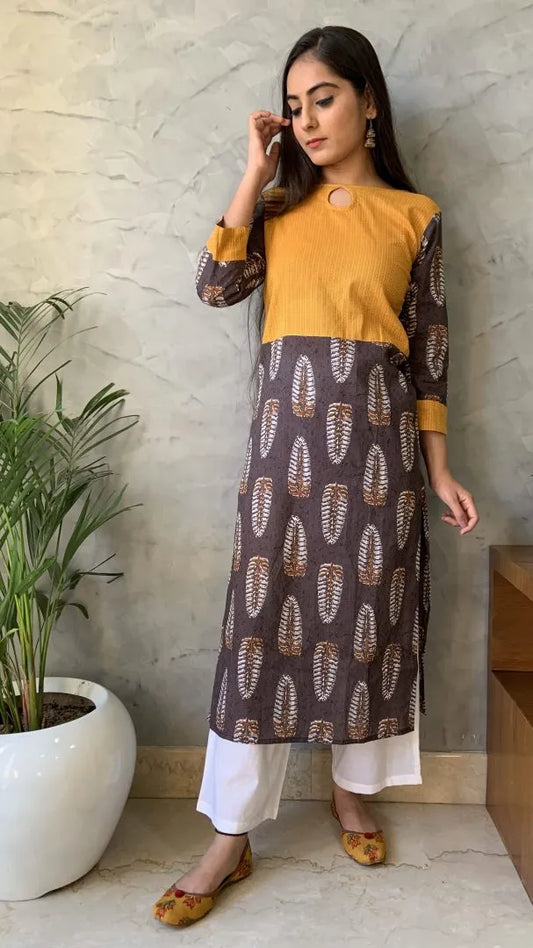 Brown Mustard Kurta