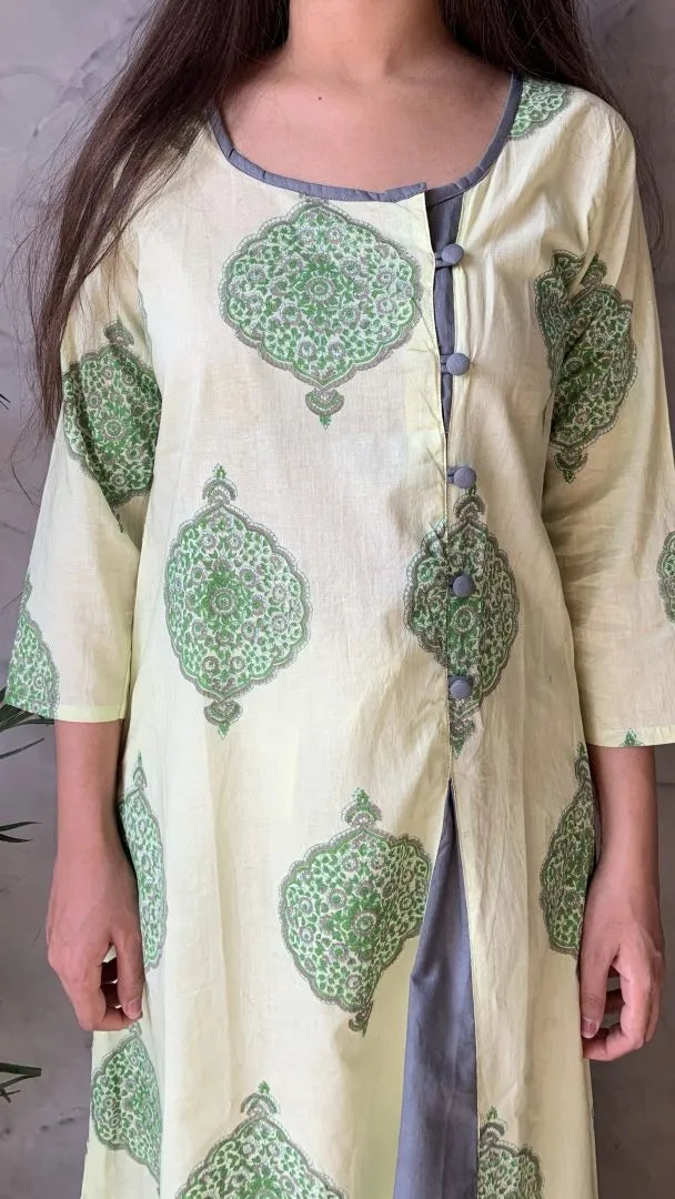 Green Handblock Kurta