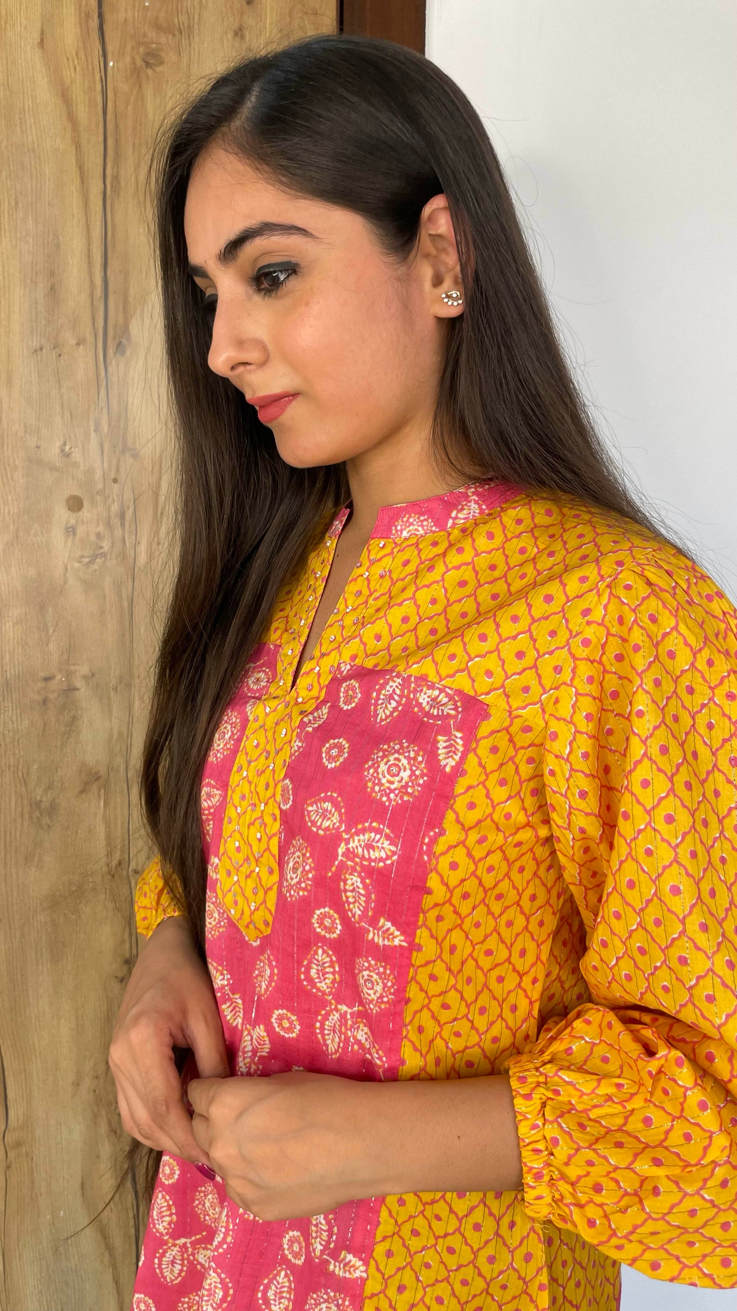 Yellow Pink Printed Top