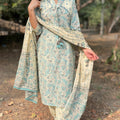 Blue Cream Salwar Suit