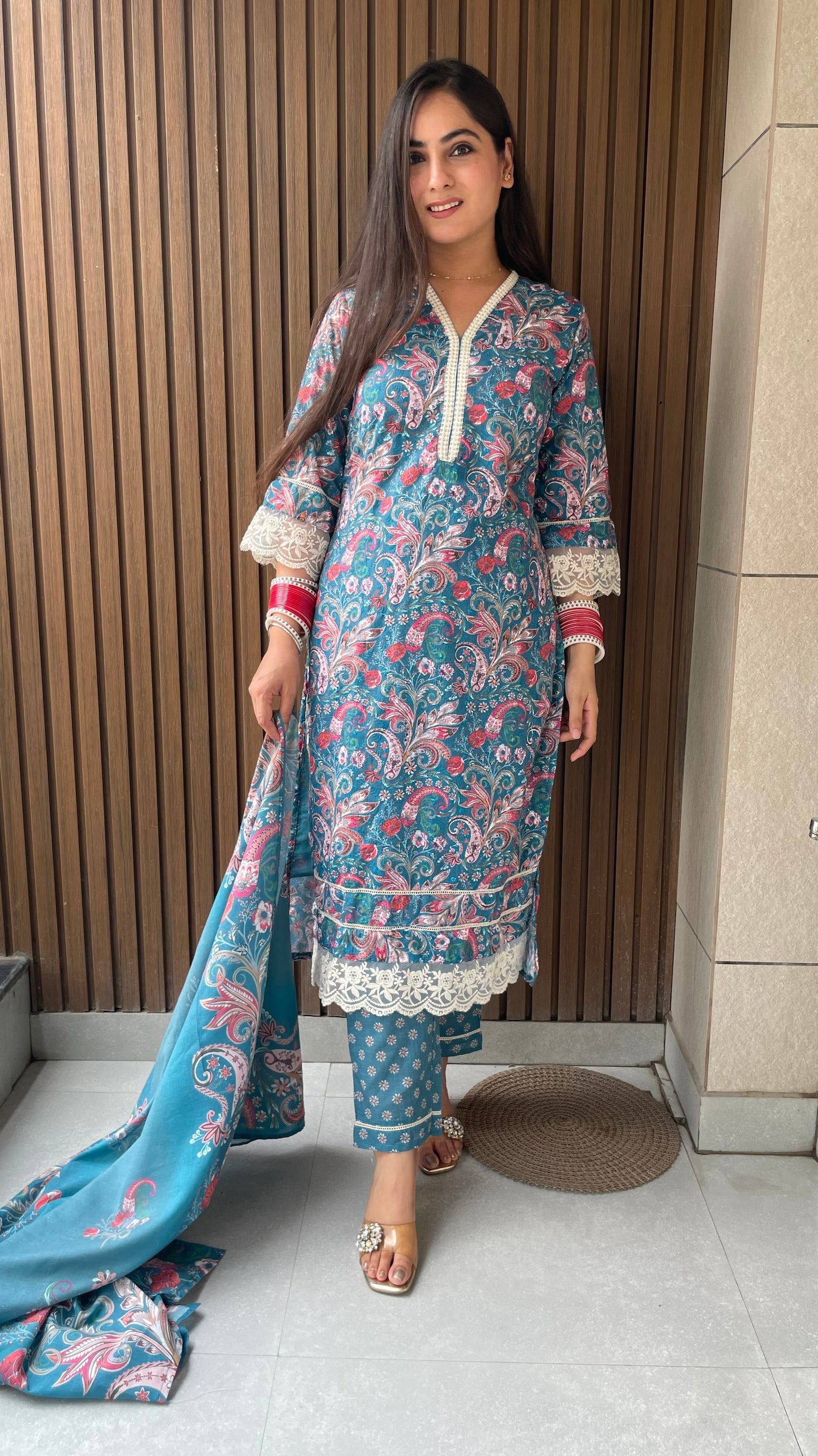 Sahiba Teal Embroidered Suit