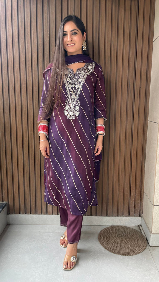 Gurmeher Purple Chinnon Suit