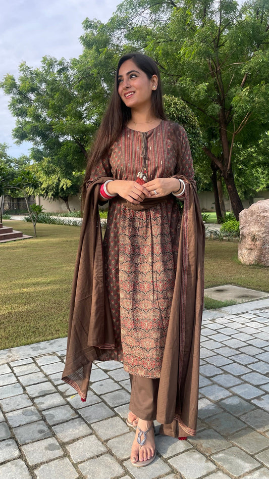 Shruti Brown Anarkali Suit