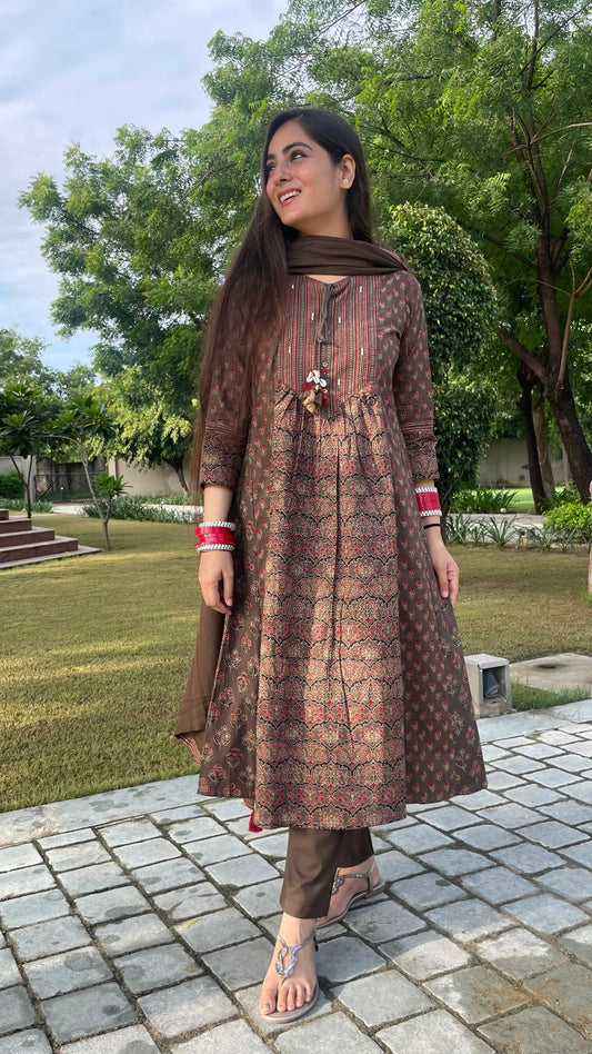 Shruti Brown Anarkali Suit