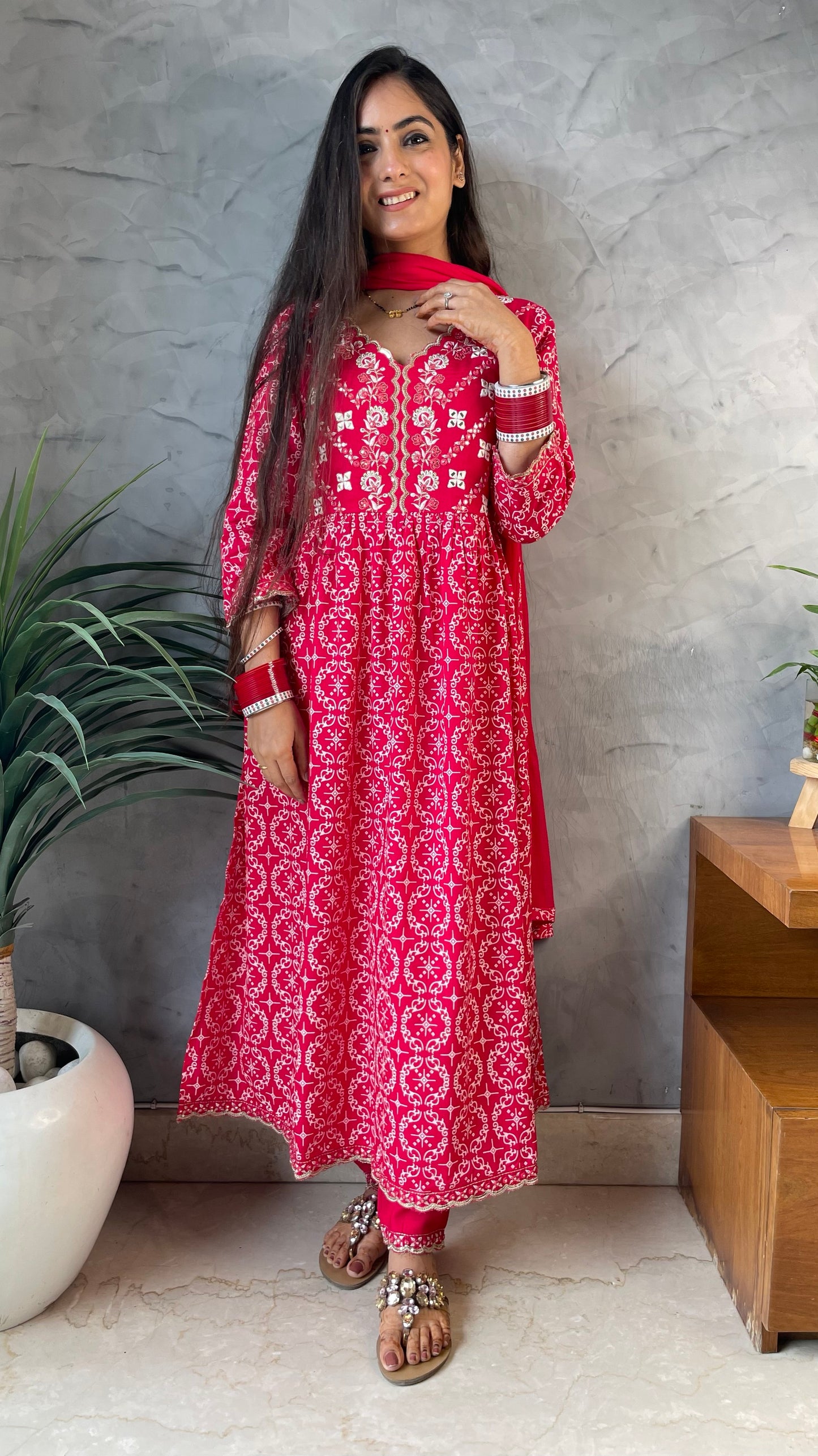 Anjali Coral A-line Suit