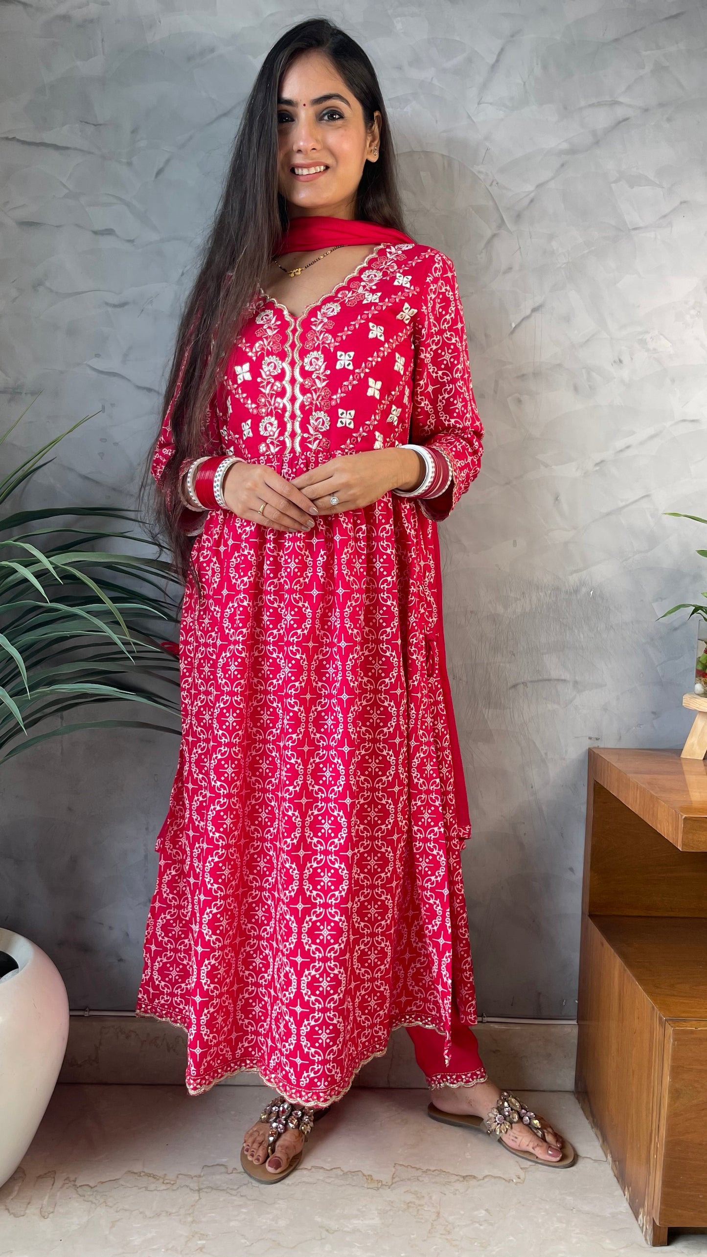 Anjali Coral A-line Suit