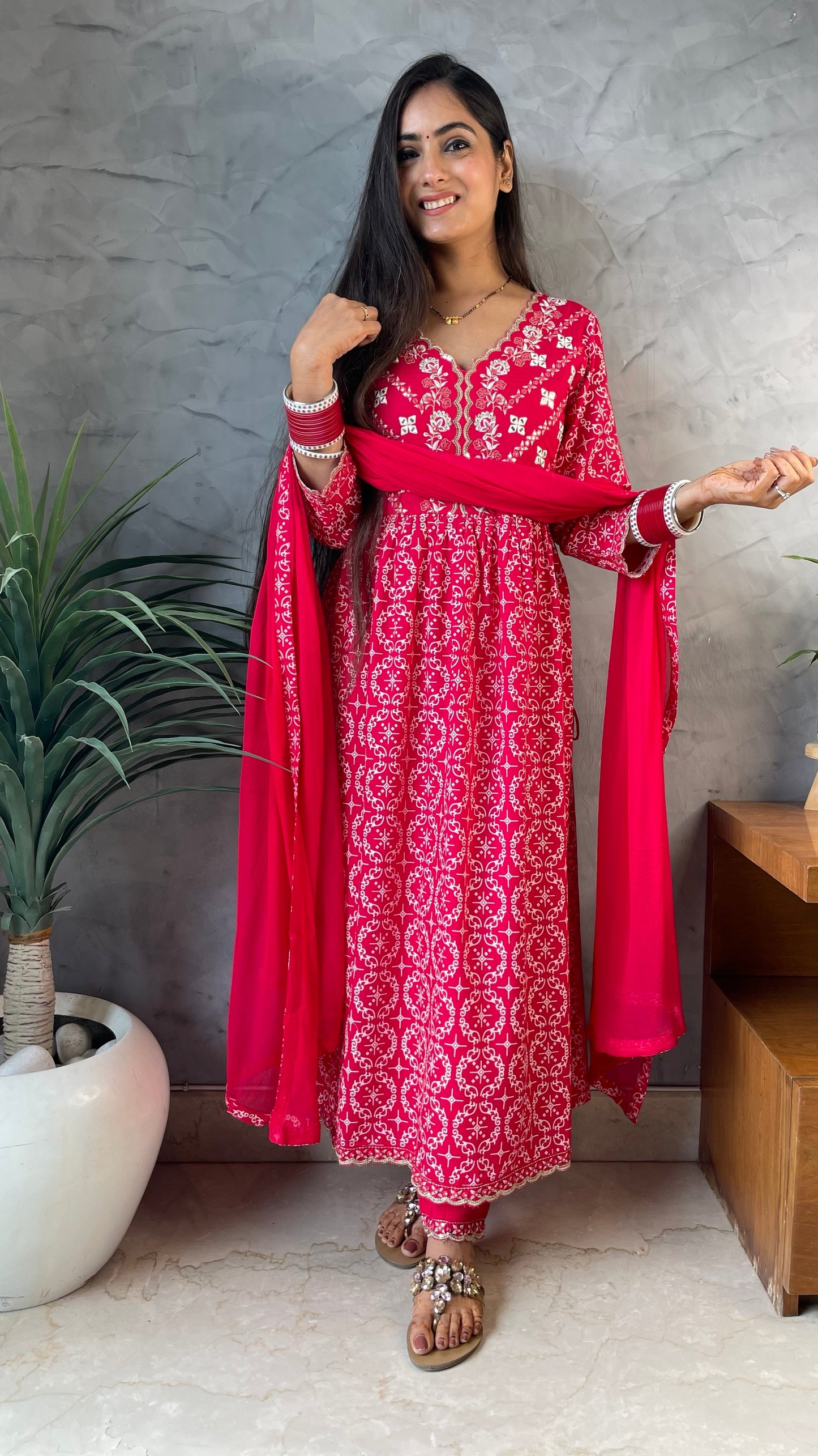 Anjali Coral A-line Suit