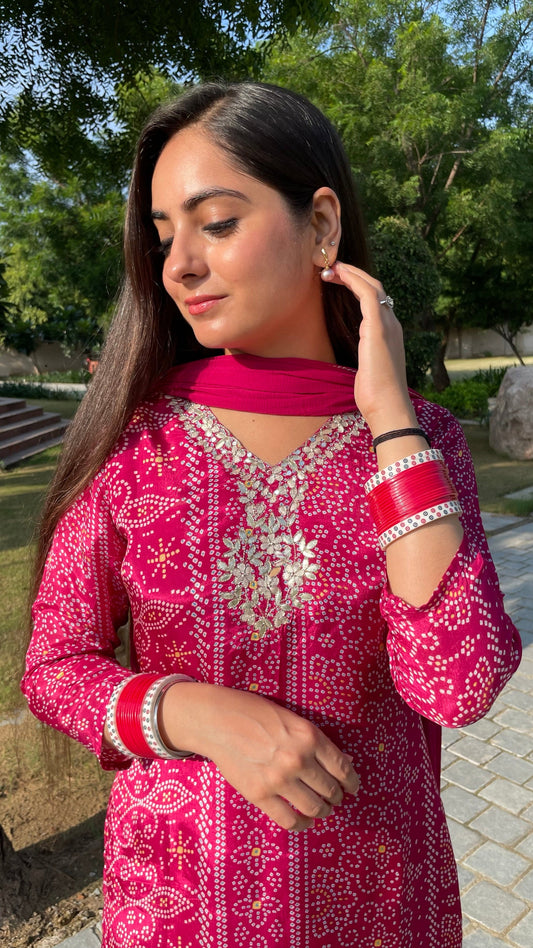 Fiza Pink Embroidered Suit