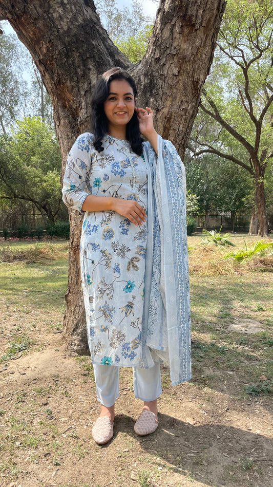 Neha Blue Floral Suit