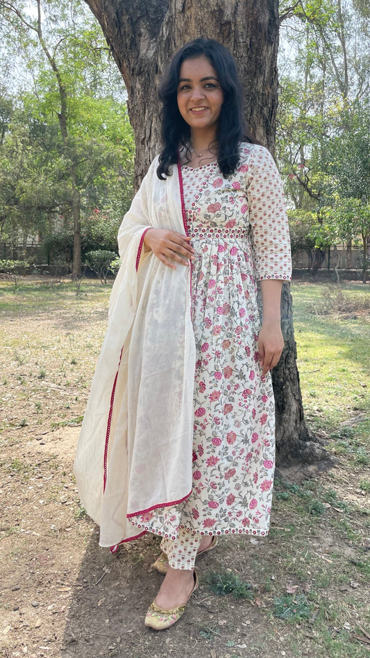 Ruchita Cream Pink Suit