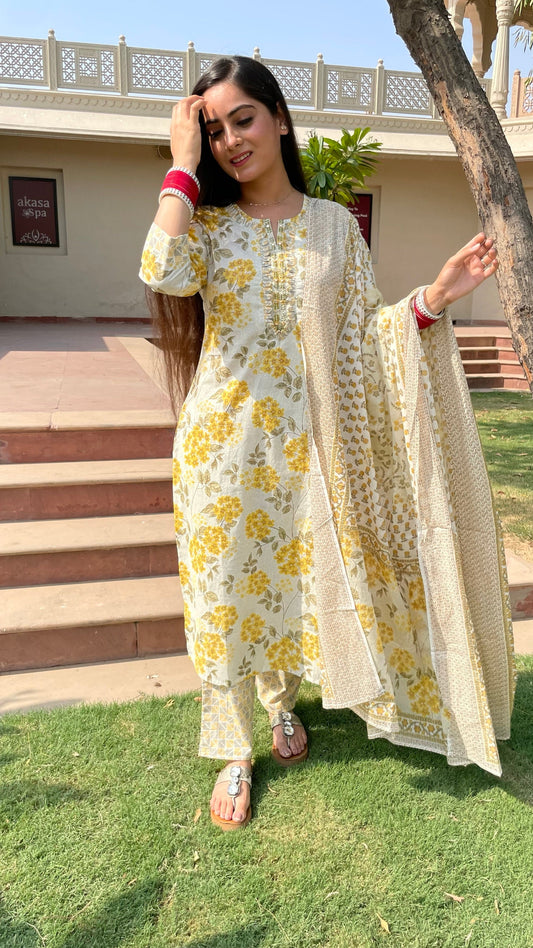 Kiara Mustard Beige Suit