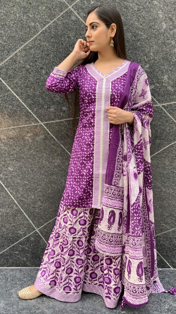 Buy Purple Eid Party Wear Sharara Suits Online for Women in USA