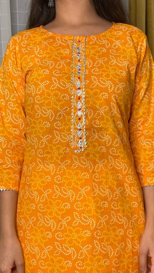 Orange Embroidered Kurta